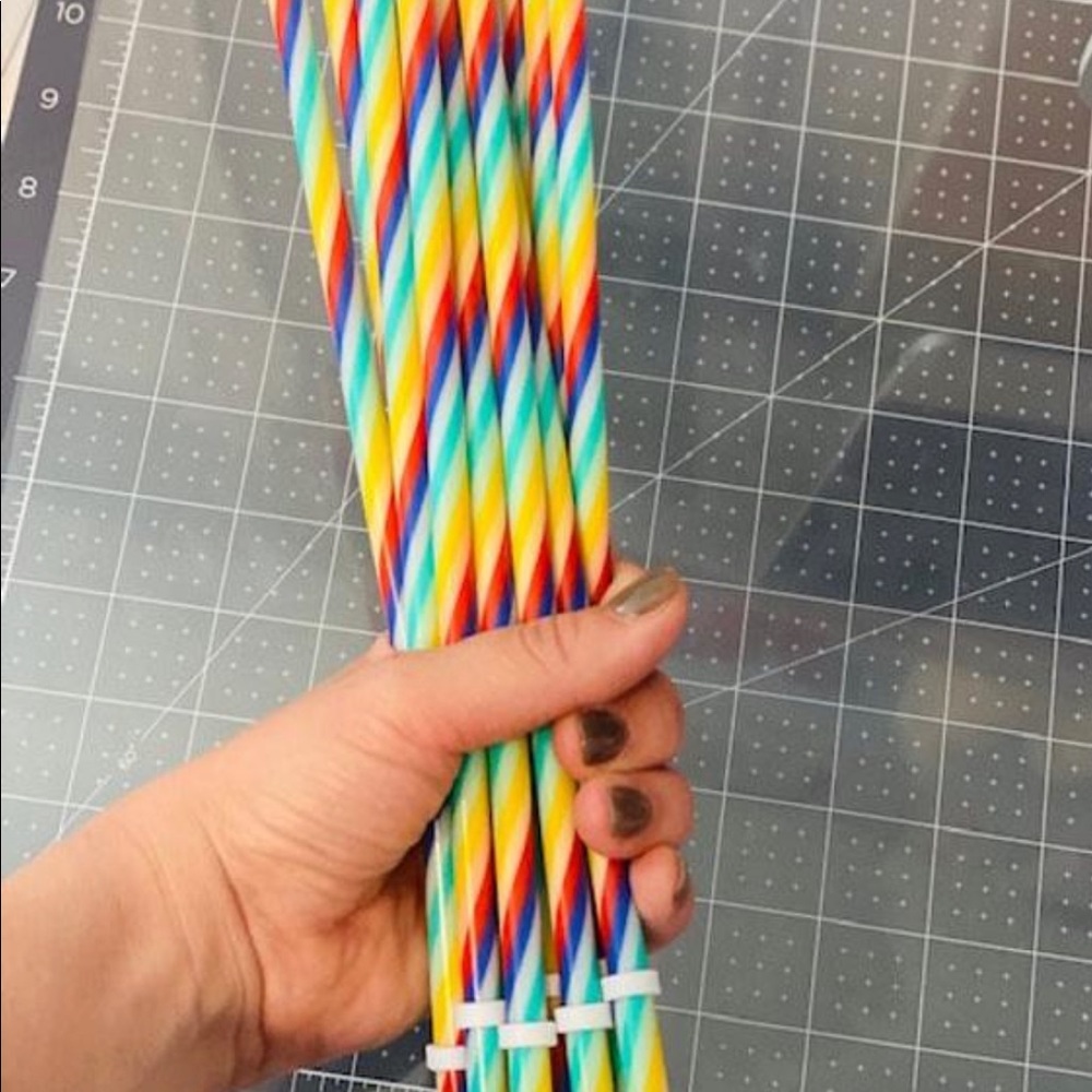 Reusable rainbow straws 10 pack